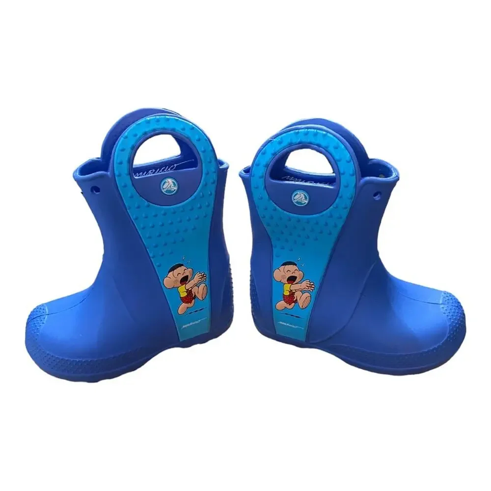 Crocs Cascao Rain Boots Kids C8 Blue Mauricio de Sousa Turma da Monica Rare